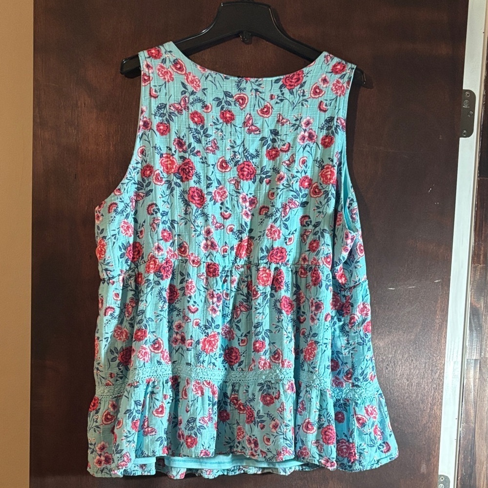 Torrid Babydoll Cotton Crochet Inset Tiered Tank- 100% cotton - Picture 4 of 4